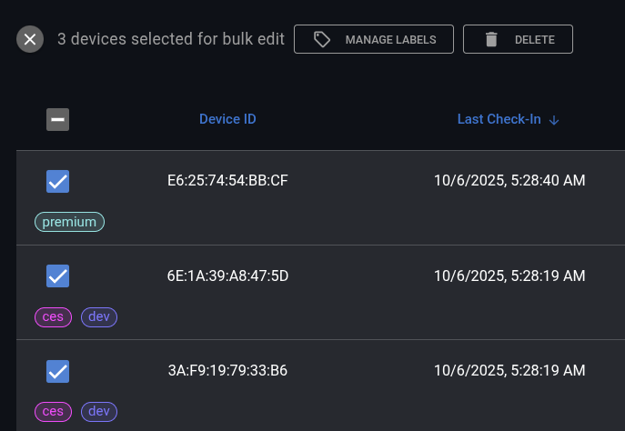 Device Bulk Selection